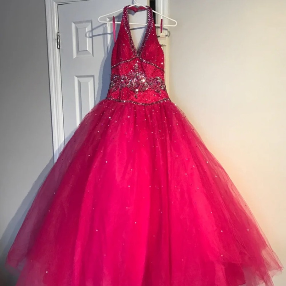 🔽Mori Lee Tulle XV Ball Gown Embellish Quinceañera colorful beads designer 7-8